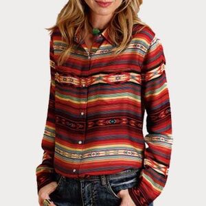 Stetson Striped Serape Button Down Top